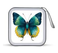 Jubonexis Blue Green Yellow Butterfly CD Case DVD Storage Case Portable per auto casa viaggio
