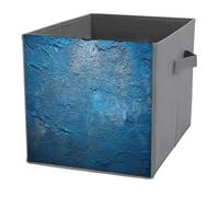 Jubonexis Blue Grunge, cubi portaoggetti a forma di cubo astratto ruvido, con struttura in cemento, pieghevoli, decorativi, in tessuto, con manici, per scaffali, armadi, 27 x 27 cm