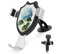 Jubonexis Blue Hydrangea on Green Cream Stripes Car Phone Holder Mount Triangolo Clip Base Air Vent Cell Phone Mount Car Mount Accessori Automotive per 4-6 Pollici Cellulari Smartphone