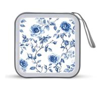 Jubonexis Blue Rose Chinoiserie - Custodia portatile per CD e DVD, per auto, casa, viaggio