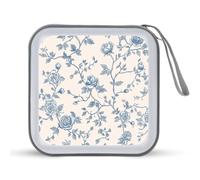 Jubonexis Blue Roses and Vines Floral Line Pattern CD Case DVD Storage Case Portable per auto casa viaggio