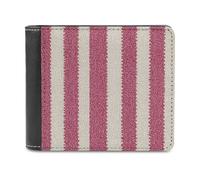 Jubonexis Borgogna e avorio a righe in cotone tessuto preppy morbida pelle PU portafoglio bifold portamonete porta carte di credito, durevole porta carte di credito sottile per uomo donna deposito