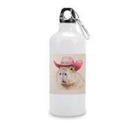 Jubonexis Borraccia da viaggio in alluminio con capibara con cappello da cowboy rosa, bottiglia sportiva con fibbia a torsione, per uomini e donne, campeggio, escursionismo, 600 ml