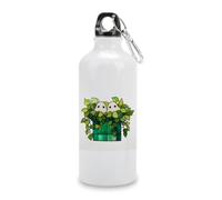 Jubonexis Borraccia da viaggio in alluminio, con due simpatici fantasmi in vaso verde, borraccia sportiva con tappo a fibbia, per uomini e donne, campeggio, escursionismo, 600 ml