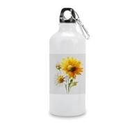 Jubonexis Borraccia da viaggio in alluminio con margherite bianche e gialle, con tappo a fibbia, per uomini e donne, campeggio, escursionismo, 600 ml