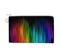 Jubonexis Borsa a portafoglio in tela, portamonete con stampa a cuore arcobaleno spettro, borsa per cambio cerniera, piccola borsa cosmetica