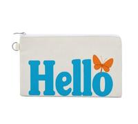 Jubonexis Borsa a portafoglio in tela, portamonete con stampa a farfalla arancione Hello Spring, borsa per cambio cerniera, piccola borsa cosmetica