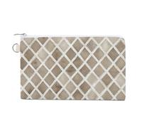 Jubonexis Borsa a portafoglio in tela, portamonete con stampa a reticolo di diamanti, borsa per cambio cerniera, piccola borsa cosmetica