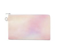 Jubonexis Borsa a portafoglio in tela, portamonete con stampa arcobaleno rosa pastello e rosa scuro, portamonete con cerniera, piccola borsa per cosmetici