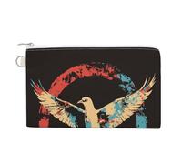 Jubonexis Borsa a portafoglio in tela, portamonete con stampa colorata colomba e pace, borsa per cambio cerniera, piccola borsa cosmetica