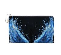 Jubonexis Borsa a portafoglio in tela, portamonete con stampa di ali d'angelo liquido blu, borsa per cambio cerniera, piccola borsa cosmetica