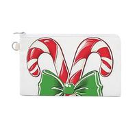 Jubonexis Borsa a portafoglio in tela, portamonete con stampa di due bastoncini di zucchero incrociati, portamonete con cerniera, piccola borsa cosmetica