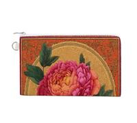 Jubonexis Borsa a portafoglio in tela, portamonete con stampa di petali di peonia rosa floreale, borsa per cambio cerniera, piccola borsa cosmetica