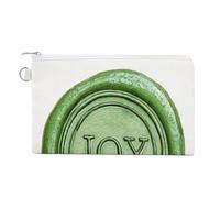 Jubonexis Borsa a portafoglio in tela, portamonete con stampa in rilievo con sigillo di cera natalizia, borsa per cambio cerniera, piccola borsa cosmetica