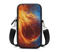 Jubonexis Borsa a tracolla astratta del telefono mobile del sacchetto di Smartphone della borsa del pallone da basket nel fuoco con
