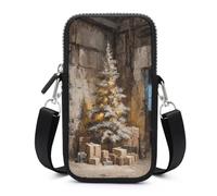 Jubonexis Borsa a tracolla per smartphone con albero di Natale nella vecchia stanza, con tracolla regolabile