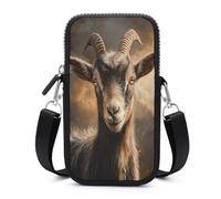 Jubonexis Borsa a tracolla per smartphone con capra e occhi saggi con tracolla regolabile