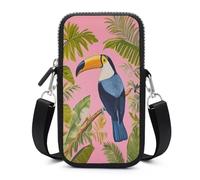Jubonexis Borsa a tracolla per telefono cellulare a tracolla tropicale blu nera con uccellino tucano con cinghia regolabile