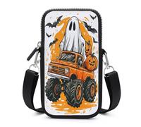 Jubonexis Borsa a tracolla per telefono cellulare con zucca arancione fantasma bianca con tracolla regolabile