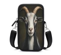 Jubonexis Borsa a tracolla vintage per smartphone con capra con occhi saggi e tracolla regolabile, colore nero