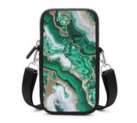 Jubonexis Borsa per smartphone con tracolla in marmo bianco verde smeraldo astratto con tracolla regolabile