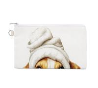 Jubonexis Borsa portafoglio in tela, cane acquerello con asciugamano bianco sulla testa stampa portamonete, borsa per cambio cerniera, piccola borsa cosmetica