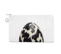 Jubonexis Borsa portafoglio in tela, uovo di mucca in bianco e nero, borsa della moneta della stampa, borsa del cambio della cerniera, piccola borsa cosmetica