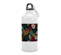 Jubonexis Bottiglia d'acqua da viaggio in alluminio con motivo astratto a foglia, bottiglia sportiva con fibbia a torsione, per uomini e donne, campeggio ed escursionismo, 600 ml