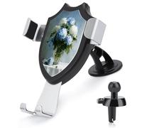 Jubonexis Bouquet di ortensie blu e bianche in un vaso, supporto per telefono da auto, triangolare, base a clip, supporto per bocchette dell'aria e cellulare, accessori per auto per smartphone da 4-6