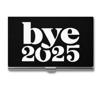 Jubonexis Bye 2025 porta biglietti da visita in bianco e nero, tasca sottile in metallo per donne e uomini