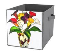 Jubonexis Calla Lilies in ceramica mosaico vaso di fiori cubi portaoggetti cubi portaoggetti pieghevole decorativo tessuto cesto portaoggetti casa organizzatore con maniglie per scaffali, armadio, 27