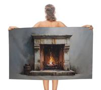 Jubonexis Camino con fiamme che bruciano telo mare in microfibra senza sabbia, grandi asciugamani da doccia multiuso assorbenti per bagno piscina 130 x 80 cm