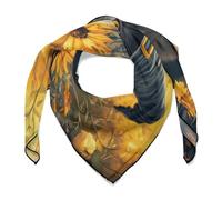 Jubonexis Cappello da strega gatto fiori gialli farfalla donna sciarpa per capelli sciarpa quadrata seta come la testa sciarpe fazzoletto sciarpa collo raso