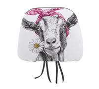 Jubonexis Capra indossa una fascia rosa stampata per poggiatesta auto, 2 pezzi, copertura elastica comoda per poggiatesta per donne e uomini, universale, adatta alla maggior parte delle auto, furgoni