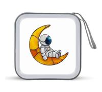 Jubonexis Carino astronauta seduto sulla luna crescente CD DVD custodia portatile per auto casa viaggio