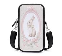 Jubonexis Carino Bunny con un nastro giallo Bow Crossbody borsa cellulare Smartphone Bag con cinghia regolabile
