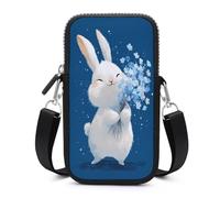 Jubonexis Carino Bunny Holding Fiori Crossbody Mobile Phone Bag Smartphone Bag Con Cinghia Regolabile