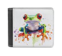 Jubonexis Carino cartone animato con rana con gli occhi rossi in morbida pelle PU, portamonete e carte di credito, portafoglio sottile per uomini e donne