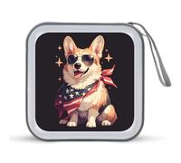 Jubonexis Carino Corgi che indossa occhiali da sole CD DVD custodia portatile per auto casa viaggio