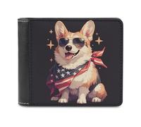 Jubonexis Carino Corgi che indossa occhiali da sole in morbida pelle PU, portafoglio bifold portamonete, custodia per carte di credito, porta carte di credito sottile, per uomini e donne