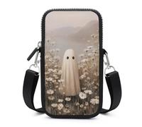 Jubonexis Carino fantasma in un campo di fiori selvatici borsa a tracolla per telefono cellulare borsa smartphone con tracolla regolabile