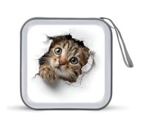 Jubonexis Carino gatto che sbircia buco CD caso DVD Storage Case portatile per auto casa viaggio