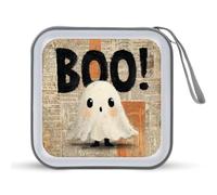 Jubonexis Carino Ghost Word Boo Halloween Vintage Giornale CD Caso DVD Custodia Portatile per Auto Casa Viaggio