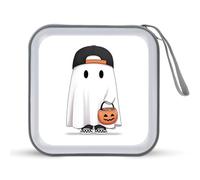 Jubonexis Carino Halloween fantasma indossa berretto da baseball CD DVD custodia portatile per auto casa viaggio