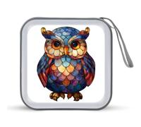 Jubonexis Carino Owl Stained Glass CD Case DVD Storage Case Portatile per Auto Casa Viaggio