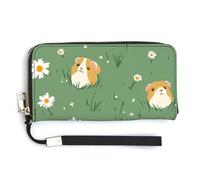Jubonexis Carino porcellini d'India nell'erba PU pochette lungo bifold portafoglio, portamonete porta carte di credito custodia durevole porta carte di credito per donne uomini