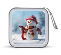 Jubonexis Carino pupazzo di neve vestito da vigile del fuoco CD DVD custodia portatile per auto casa viaggio