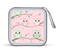 Jubonexis Carino rosa e verde gufo CD caso DVD Storage Case portatile per auto casa viaggio