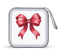 Jubonexis Carino Rosso Fiocco di Natale Minimal CD Caso DVD Storage Case Portatile per Auto Casa Viaggio