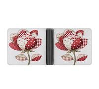 Jubonexis Carino San Valentino Rose Patchwork Tessuto Stile Morbido PU Pelle Bifold Portafoglio, Portamonete Porta Credito Pass Caso Durevole Porta Carte Sottile per Uomini Donna Conservazione Soldi